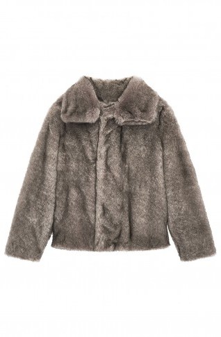 Rebecca Taylor FAUX FUR COAT – grey winter coats - flipped
