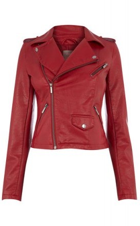 OASIS FAUX LEATHER LUCY BIKER ~ red moto jackets - flipped