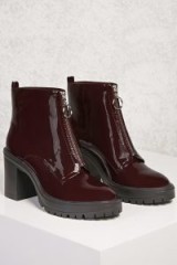 FOREVER 21 Faux Patent Leather Boots / shiny burgundy / wet-look