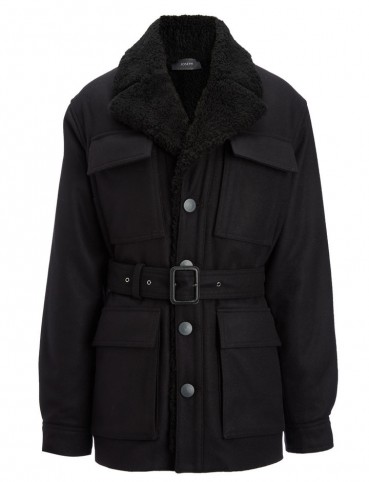 JOSEPH Felt+Curly Merinos Rosy Sheepskin ~ black belted winter jackets