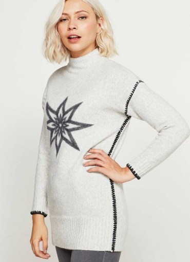 MINT VELVET FELTED STAR FUNNEL NECK TUNIC ~ knitted tunics ~ winter fashion - flipped