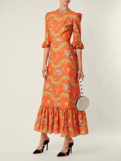 THE VAMPIRE’S WIFE Festival Liberty floral-print cotton dress – orange printed dresses - flipped