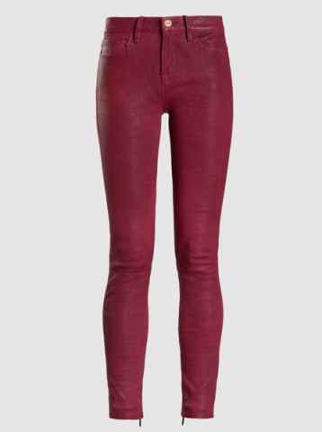 ‎FRAME‎ Le Skinny De Jeanne Leather Skinny Jeans ~ wine-red skinny trousers