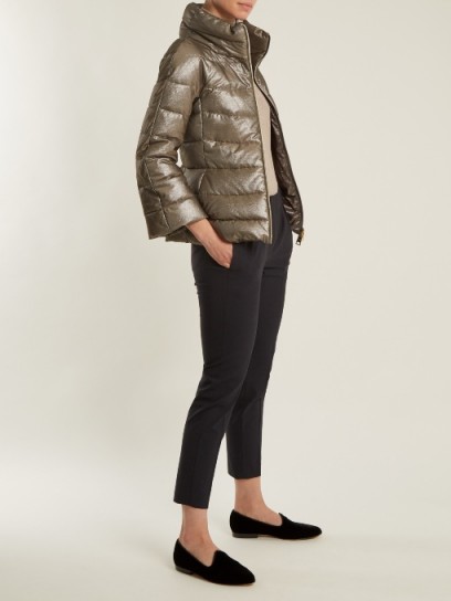 HERNO Funnel-neck quilted down jacket ~ metallic-silver padded jackets