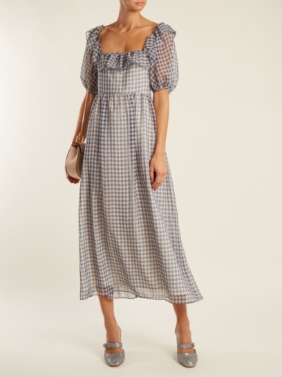 ALEXACHUNG Gingham ruffle-trimmed georgette dress / ruffled check print dresses