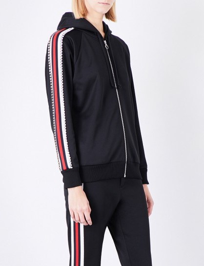 GUCCI Diamante-embellished piped jersey hoody | designer hoodies | luxe streetwear - flipped