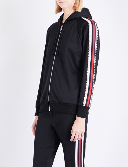 GUCCI Diamante-embellished piped jersey hoody | designer hoodies | luxe streetwear
