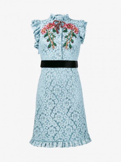 Gucci Embroidered Cluny Lace Dress / baby blue floral dresses
