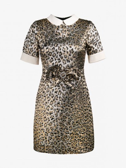 Jennifer Lopez metallic animal print dress, Gucci Leopard Jacquard Lame Dress, out in New York, 1 September 2017. - flipped