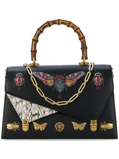 GUCCI Ottilia leather top handle bag / embellished handbags