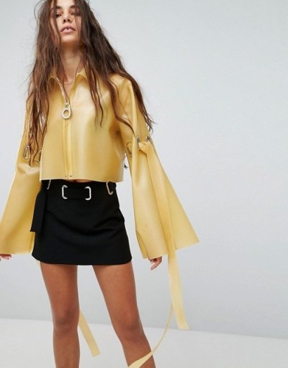 Hanger Latex Jacket With Wide Sleeves / yellow shiny jackets - flipped