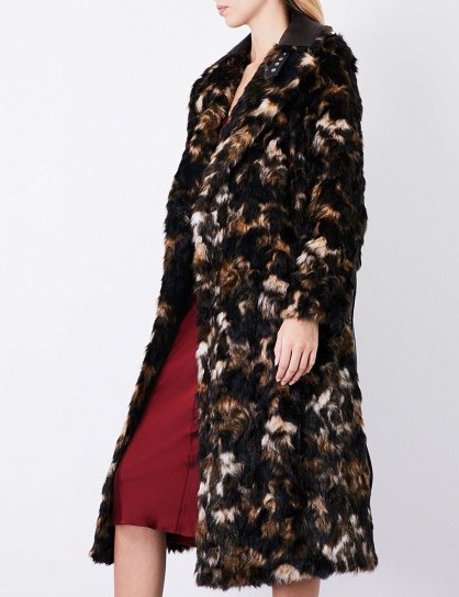 HELMUT LANG Tortoise-pattern faux-fur coat | luxe winter coats - flipped
