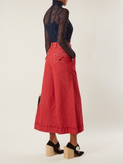 HOUSE OF HOLLAND High-rise star-detail wide-leg jeans ~ stylish red denim - flipped