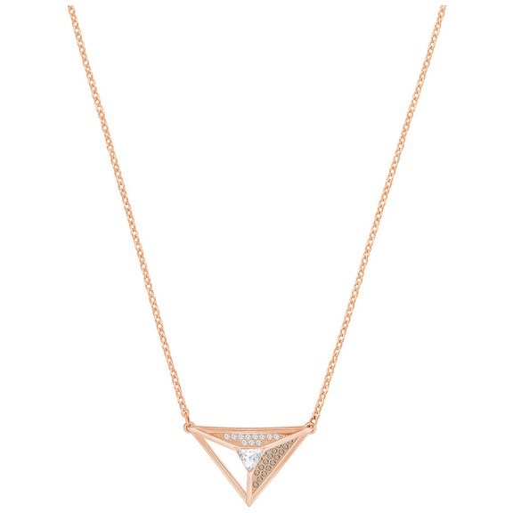 SWAROVSKI HILLOCK TRIANGLE PENDANT, WHITE, ROSE GOLD PLATING – crystal pendants – necklaces - flipped