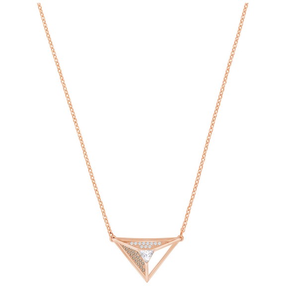 SWAROVSKI HILLOCK TRIANGLE PENDANT, WHITE, ROSE GOLD PLATING – crystal pendants – necklaces