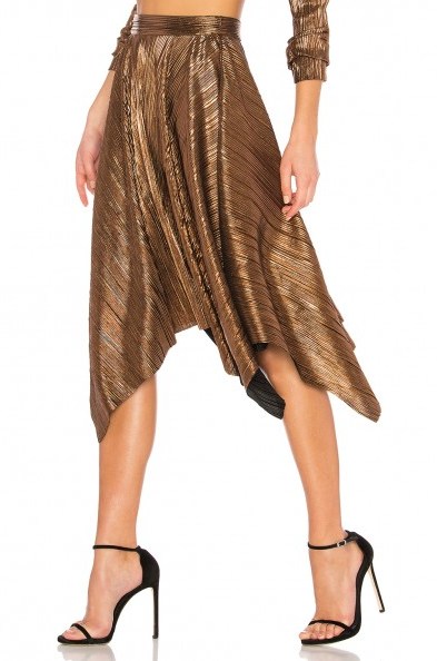 House of Harlow 1960 X REVOLVE PENNY SKIRT – metallic bronze asymmetric skirts - flipped