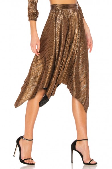 House of Harlow 1960 X REVOLVE PENNY SKIRT – metallic bronze asymmetric skirts