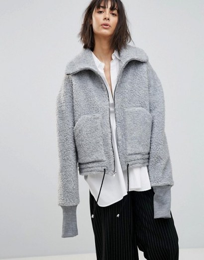 House Of Sunny Teddy Jacket – oversized grey fleece jackets - flipped