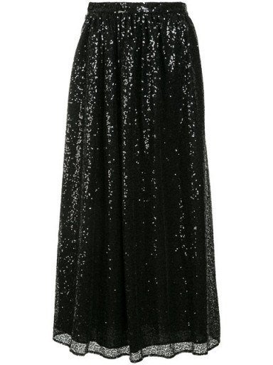 INGIE PARIS flared sequin skirt / shimmering long black skirts - flipped