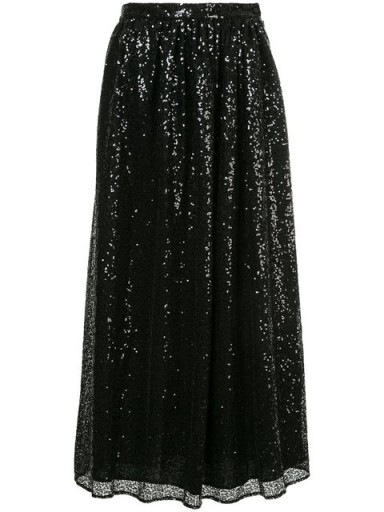 INGIE PARIS flared sequin skirt / shimmering long black skirts
