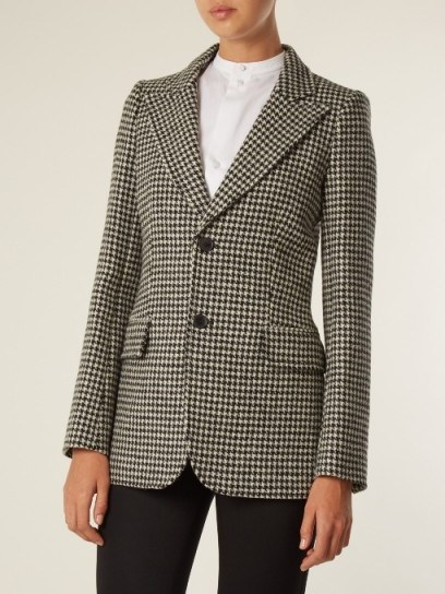 BELLA FREUD Isaacs hound’s-tooth wool blazer / black and white checked tailored jackets - flipped