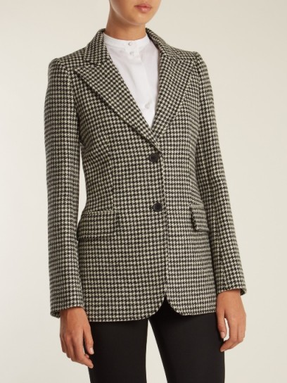 BELLA FREUD Isaacs hound’s-tooth wool blazer / black and white checked ...