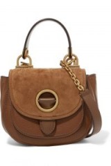 MICHAEL MICHAEL KORS Isadore suede-paneled textured-leather shoulder bag | tan handbags | top handle bags