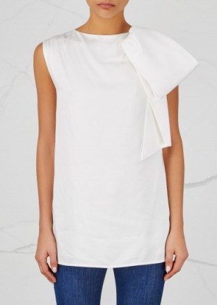 VICTORIA VICTORIA BECKHAM Ivory bow-embellished top ~ sleeveless tops - flipped
