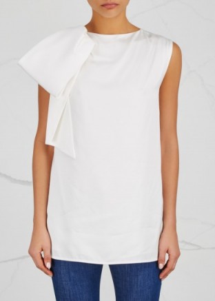 VICTORIA VICTORIA BECKHAM Ivory bow-embellished top ~ sleeveless tops