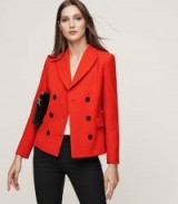 REISS IZZY CROPPED DOUBLE-BREASTED JACKET MARASCHINO ~ cherry-red jackets