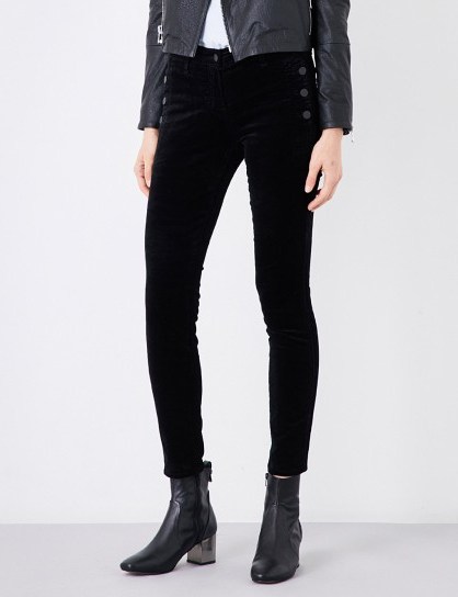 J BRAND Zion mid-rise skinny jeans | black velvet trousers - flipped