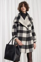 French Connection JACKIE CHECKED WIDE COLLAR COAT | black and white check winter coats