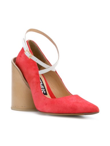 JACQUEMUS chunky heel pumps / red suede shoes