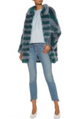 SHRIMPS Jean striped faux fur coat – blue stripe winter coats