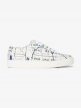 Jean-Michel Basquiat X Browns Rome Pays Off Text Print Low-Top Sneakers ~ white slogan/writing trainers