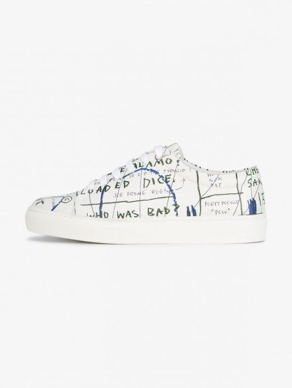 Jean-Michel Basquiat X Browns Rome Pays Off Text Print Low-Top Sneakers ~ white slogan/writing trainers - flipped