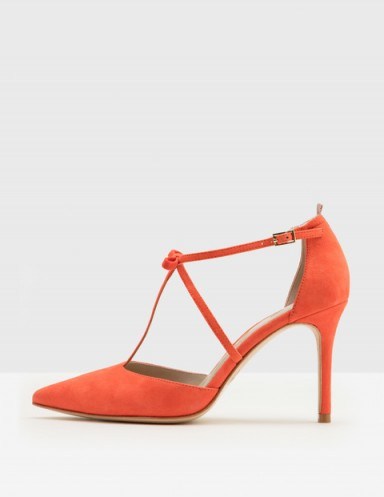BODEN JENNIFER T-BAR HEELS / coral pointed toe shoes - flipped