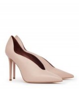 REISS JIL PATENT-LEATHER CURVE-DETAIL SHOES NUDE ~ curved courts ~ evening court shoes