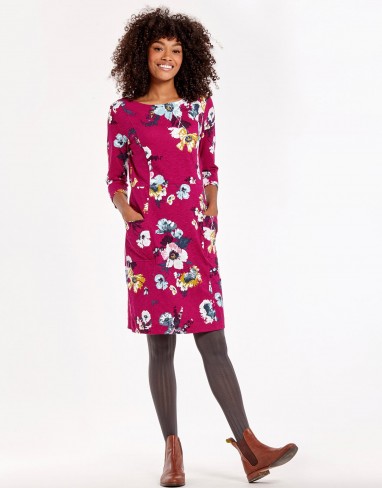 JOULES JODY PRINTED JERSEY DRESS / pink floral day dresses