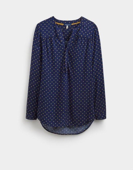 JOULES JOSS PRINTED POP OVER TOP / navy spotty tops - flipped