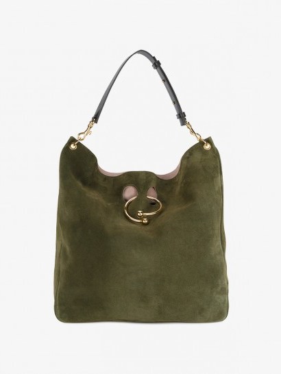 J.W.Anderson Green Suede Pierce Hobo Bag – luxe handbags - flipped