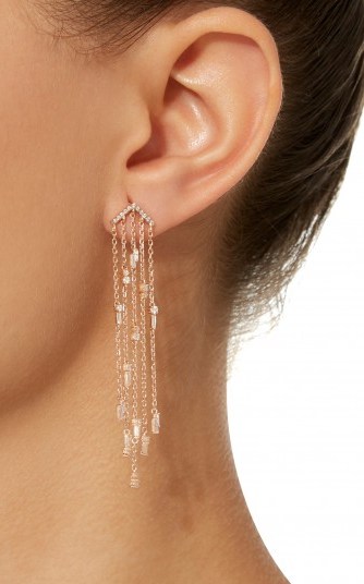 Suzanne Kalan 18K Rose Gold Diamond Chandelier Earrings | statement jewellery - flipped