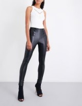 KAREN MILLEN Faux-leather and jersey leggings | black skinny pants