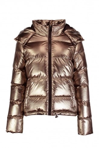 boohoo Karina Metallic Padded Coat ~ pewter winter jackets - flipped