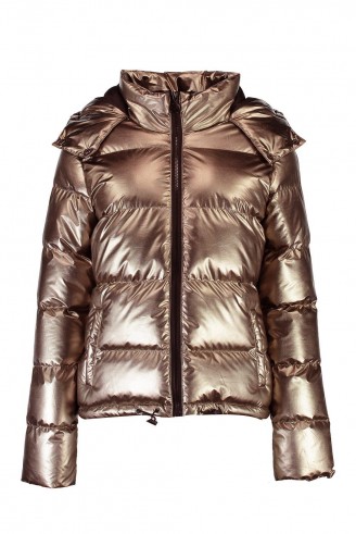 boohoo Karina Metallic Padded Coat ~ pewter winter jackets