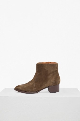 French Connection KATY SUEDE WESTERN ANKLE BOOTS | neutral winter footwear - flipped