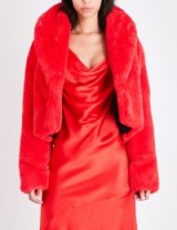KENDALL & KYLIE Shawl-lapel faux-fur coat ~ glamorous red jackets