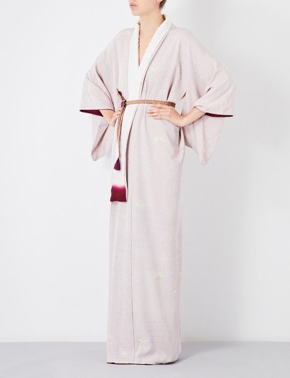 Kisshoten golden fans silk robe | oriental style robes - flipped