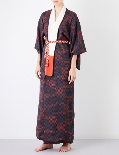 KISSHOTEN Shimmering Heat silk kimono robe | long oriental style robes - flipped