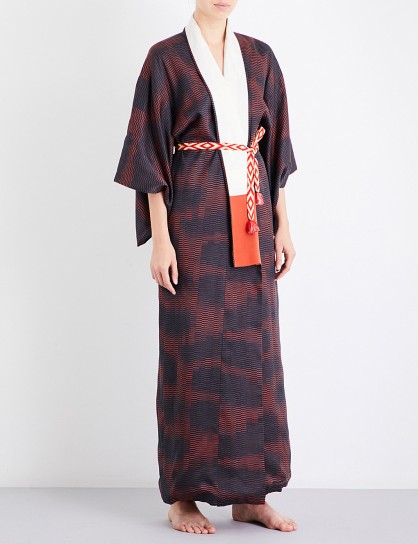 KISSHOTEN Shimmering Heat silk kimono robe | long oriental style robes